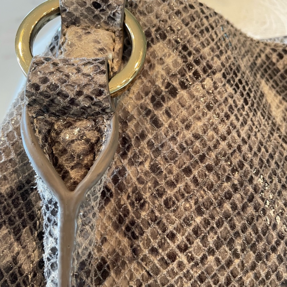 G.I.L.I. Python Snake Print Leather Hobo Bag Gold… - image 3